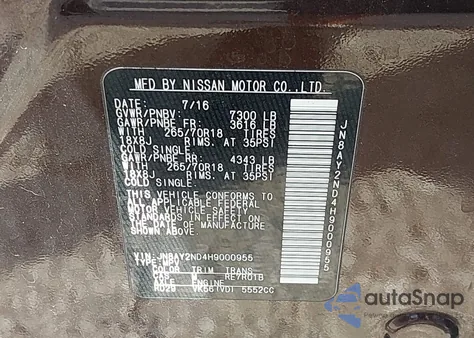 2017 Nissan Armada Sv from USA, damaged, VIN JN8AY2ND4H9000955